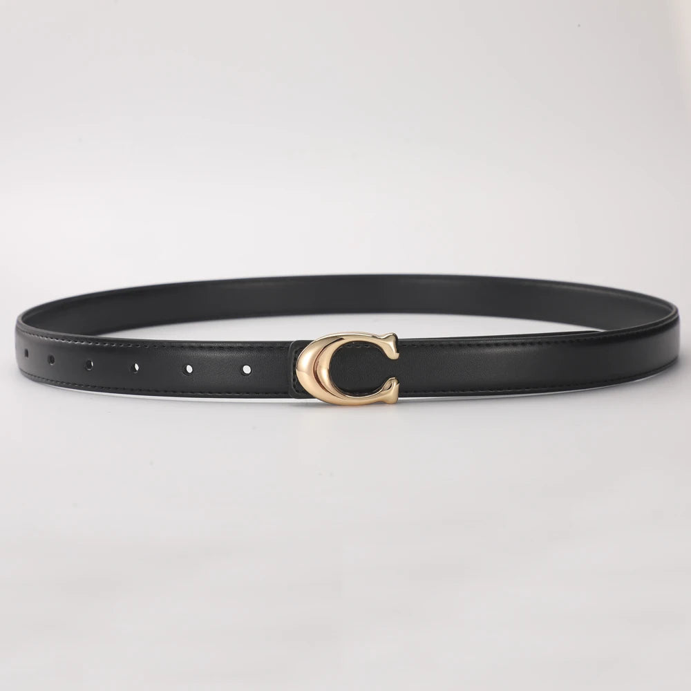 High-quality Women's Fashionable Belt C-shaped Buckle Smooth Buckle Temperament Double-sided Gift For Mother Using Belt