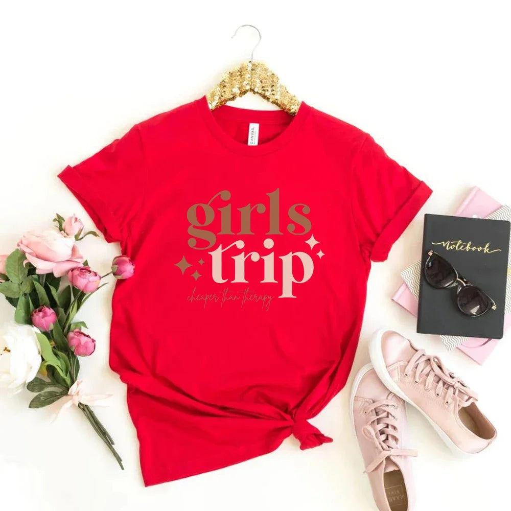 Girls Trip T Shirt Trendy Girl Gang Self Care T-Shirt Girls Weekend Shirts Sister Tee Female Vacation Fashion Summer Casual Tops
