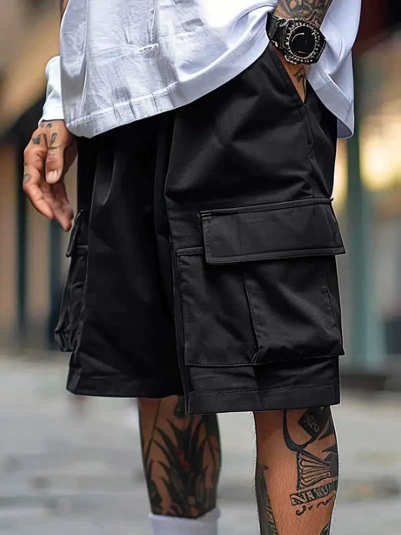 Men's Cargo Shorts 2025 Summer Loose Casual Five-pocket Cargo Shorts Street Solid Color Breathable Outdoor