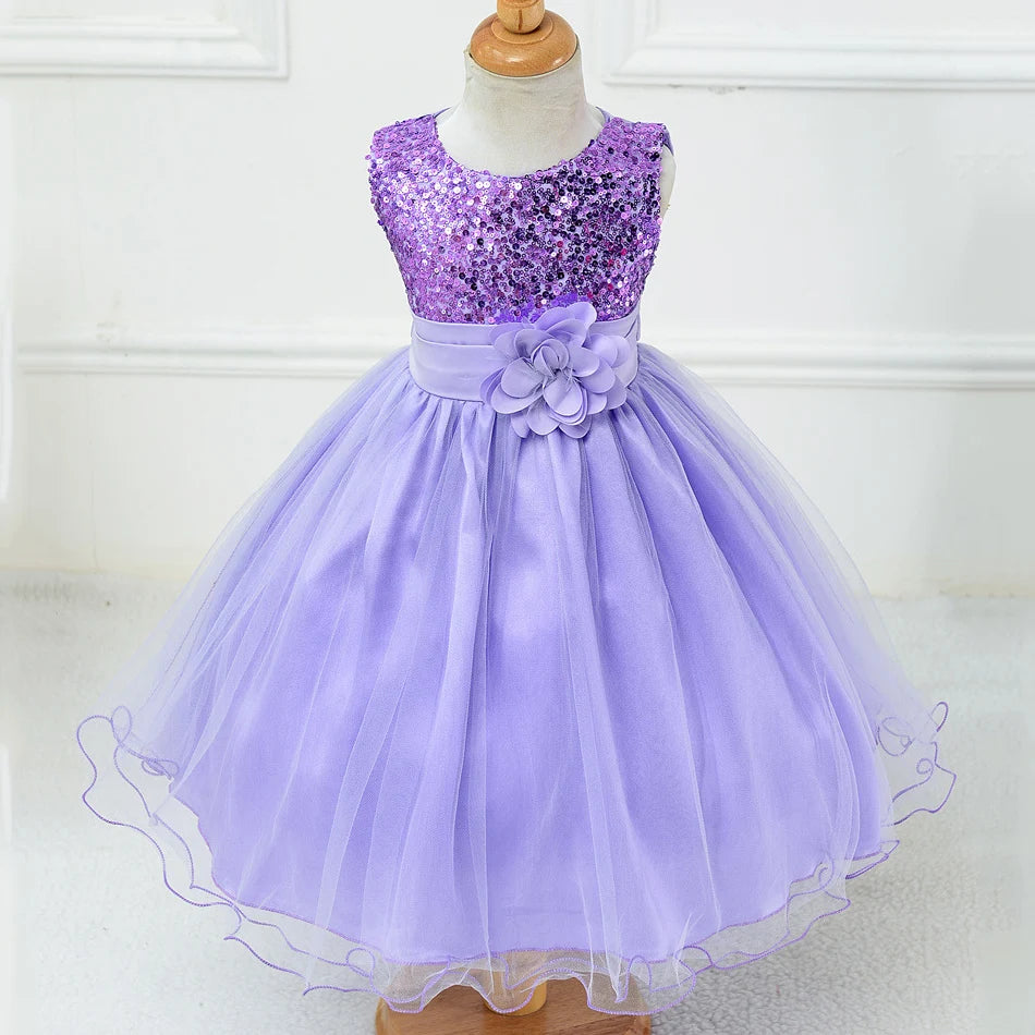 2-14yrs Teenage Clothing Christmas Girl Dress Summer Princess Wedding Party dress sequins Sleeveless New Year For Girls Clothes