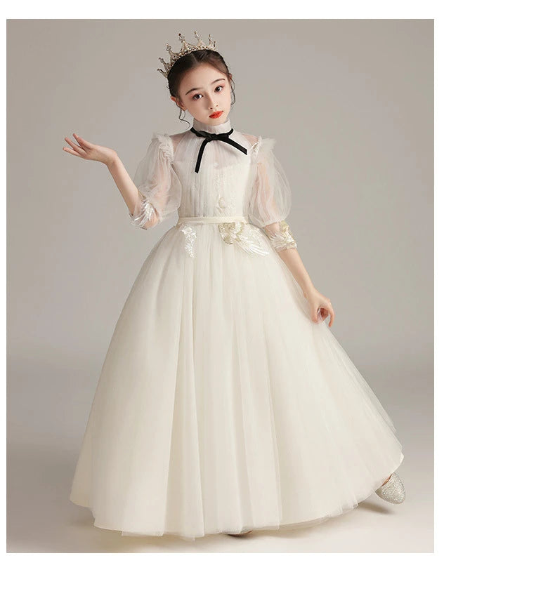 Children Clothing Green Dress for Girls 3 To 14 Year Elegant Formal Evening Dresses Long Luxury Cute Kid Wedding Party Ball Gown