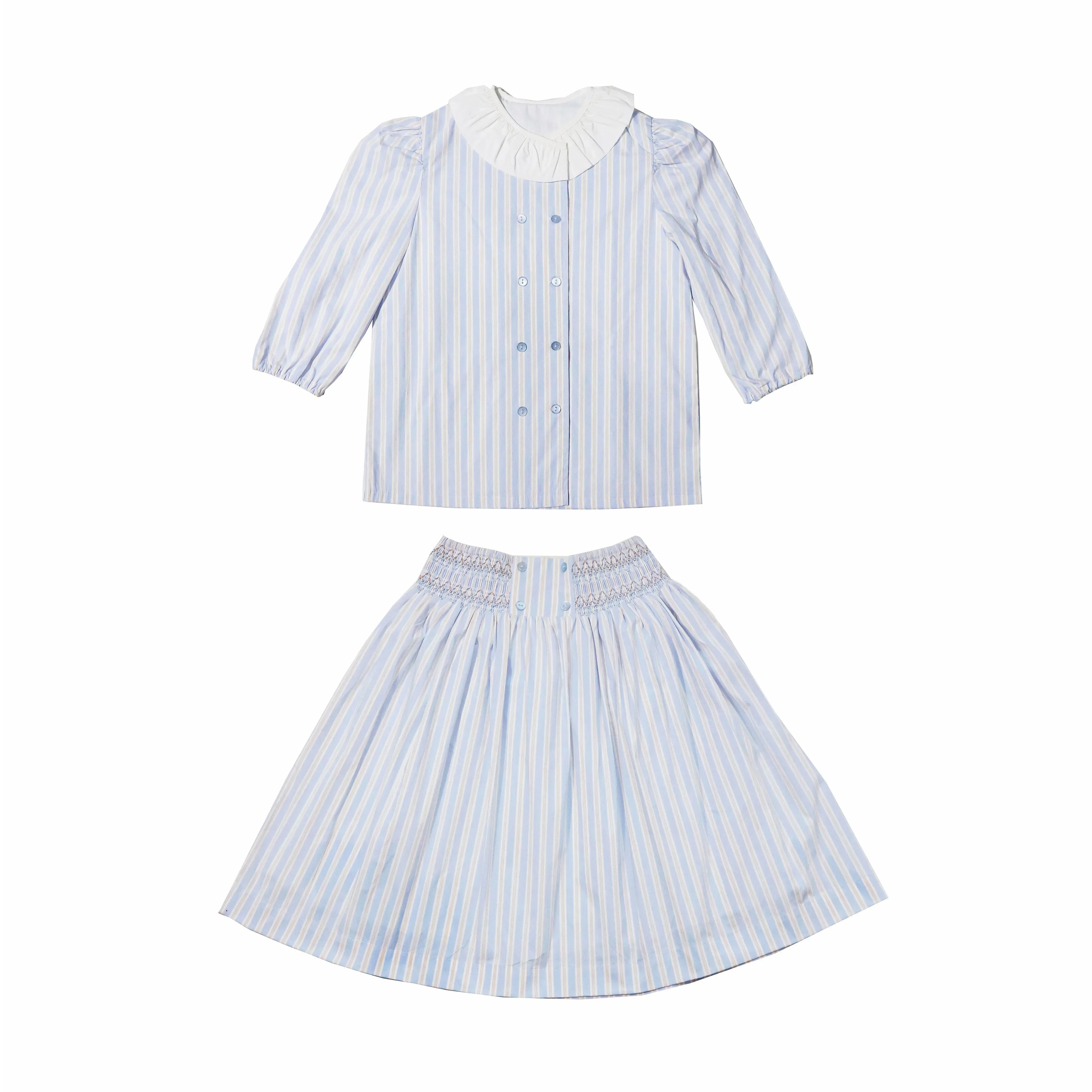AP Summer Heirloom Striped Collection 2025SS Girls Handmade Smocked Dress Cute Baby Gilrl Set Boys Family Matching Clothing