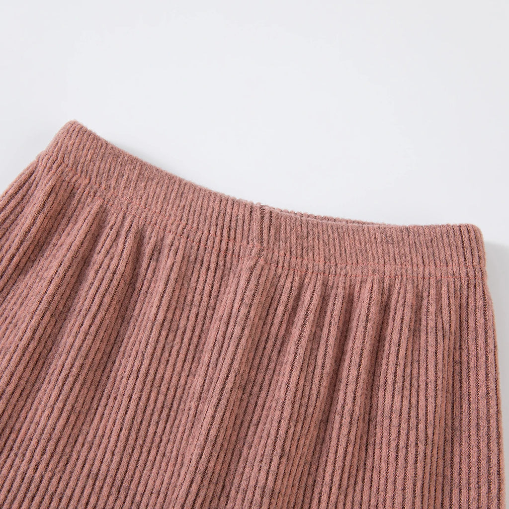 Girls' Solid-Colour Spring/Autumn Long-Sleeved Top and Casual Trousers Two-Piece Set, Trendy Outfit, Children's Fashion Clothing