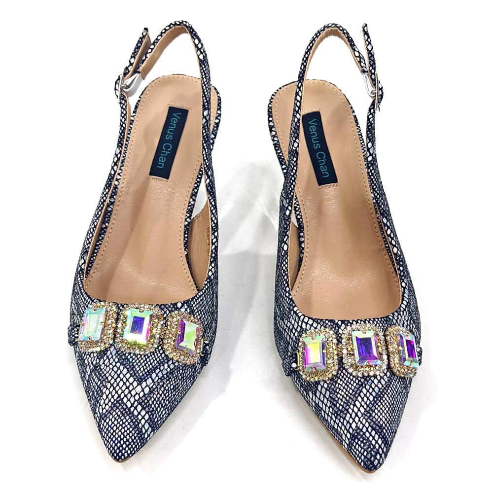 2024 Rhinestone Pointed-Toe High Heels Shoes and Bags Set for Women Wedding and Party Elegant Luxury Fashion in Wine Color