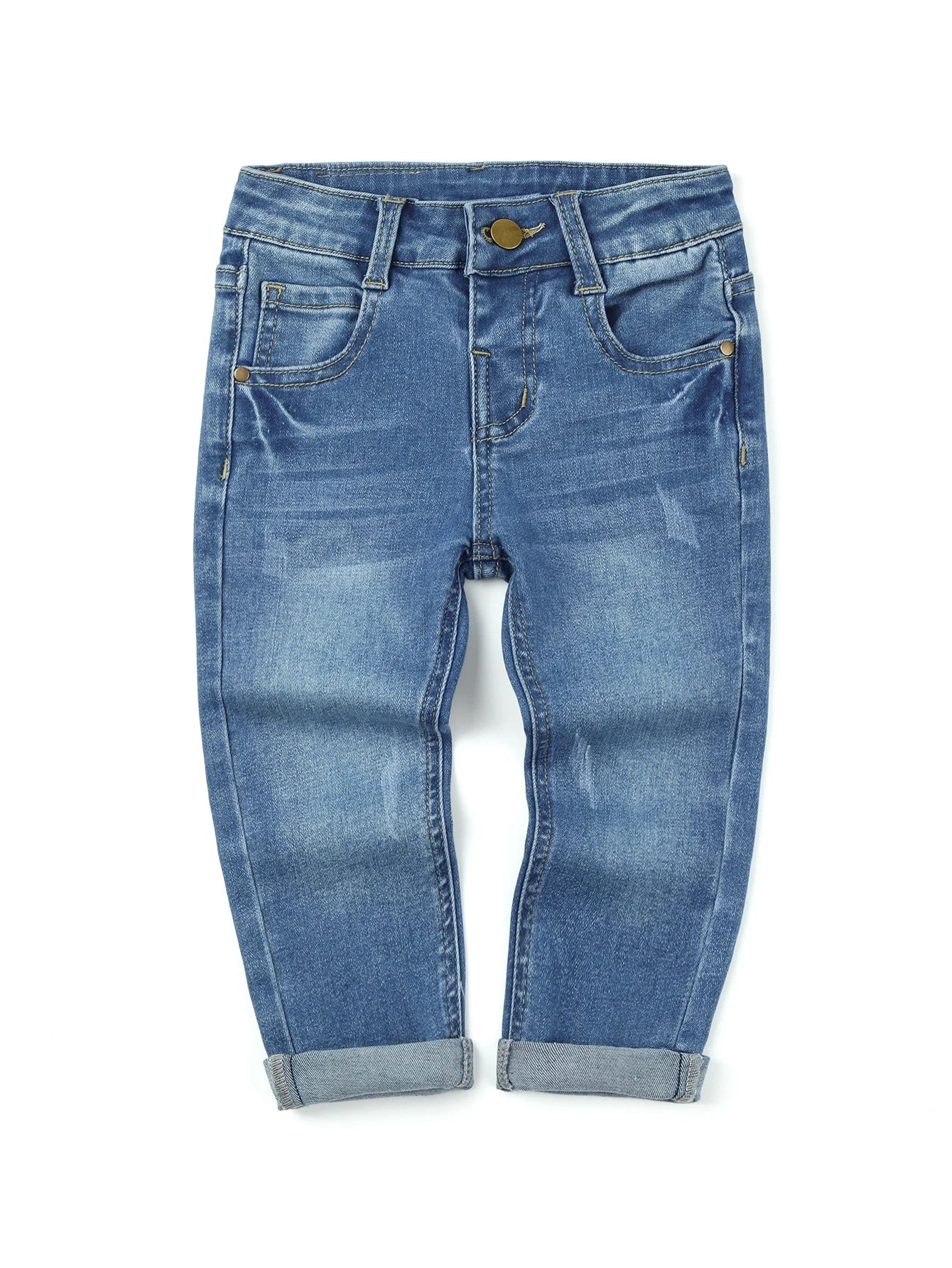 [Boys Denim Pants] Boys Casual Stretch Jeans Spring Autumn Youth Clothing Fashion Solid Trousers with Pocke