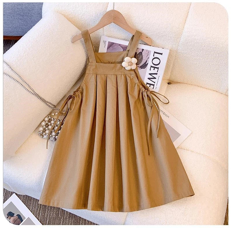 Baby Girls Clothes Summer Girls Dress Set Kids Top+Suspender Skirt 2Pic Children Flower Leisure Suit 3-14 Years Youth Clothing