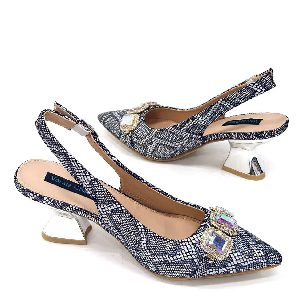 2024 Rhinestone Pointed-Toe High Heels Shoes and Bags Set for Women Wedding and Party Elegant Luxury Fashion in Wine Color