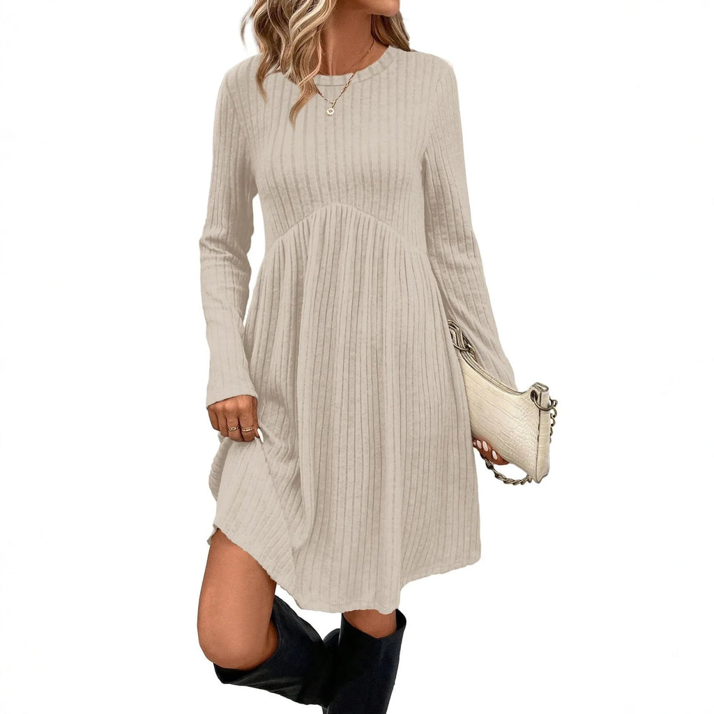 Dresses 2025 Woman Knitted Dress Slim Solid Color Simple Style Vestidos Long Sleeves All-match Casual Elegant Temperament Trendy