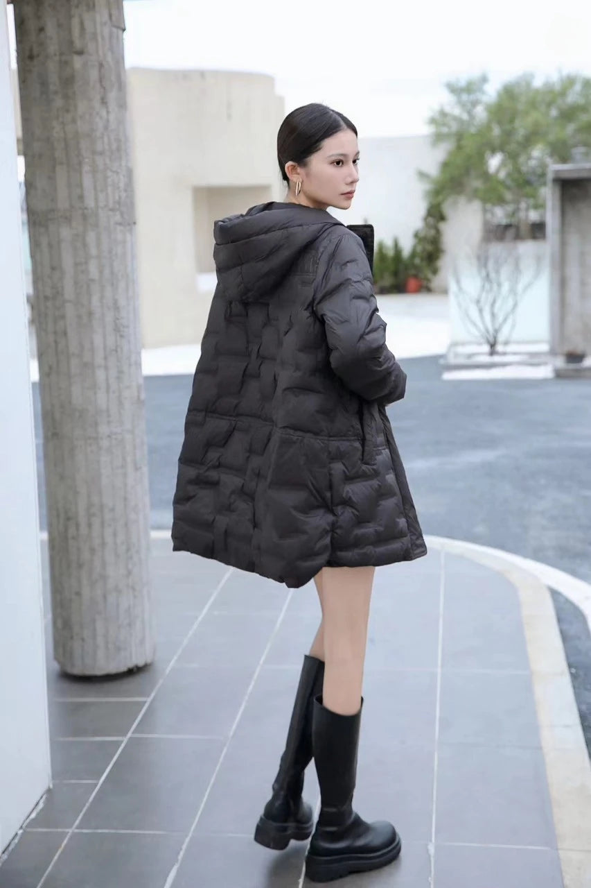 Women's Jackets Autumn and Winter Warm Down Jacket Pressed Rubber Hooded Coat 2024 New Light Slim Street Women's Parka Coat