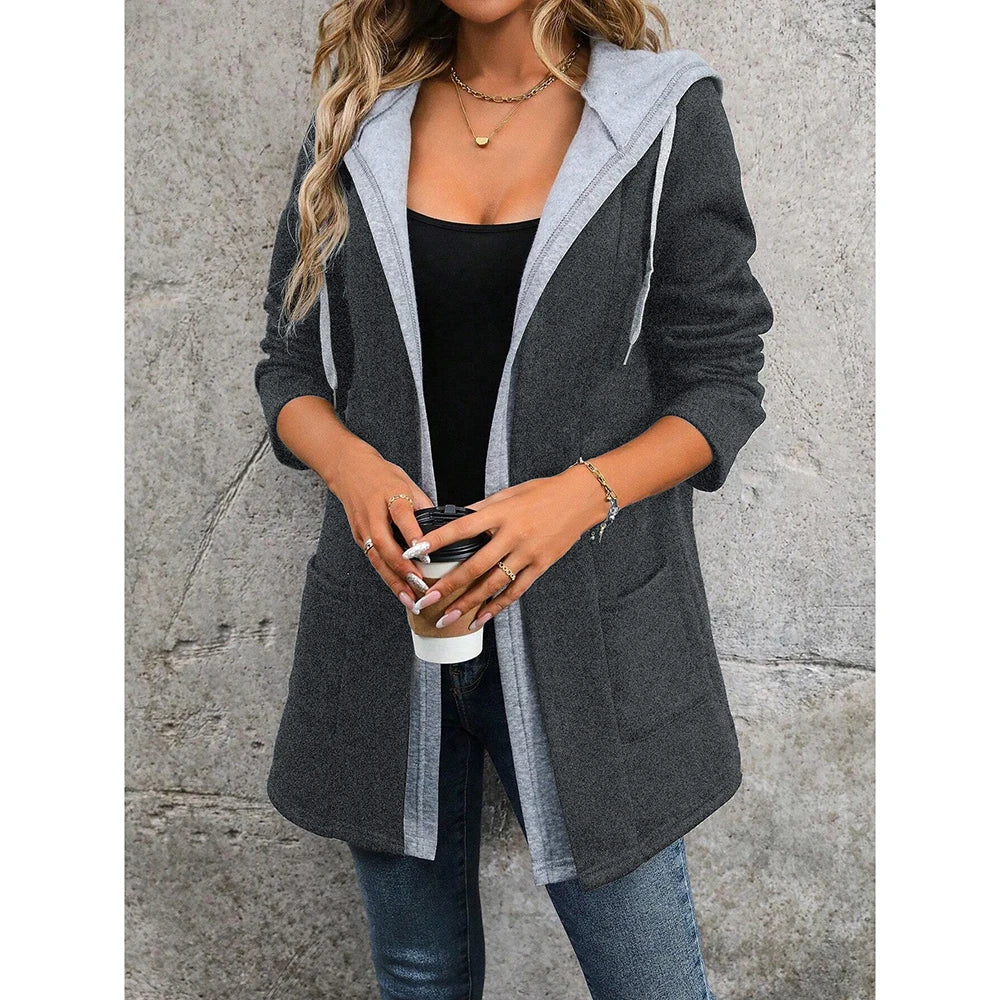 Women's  Coats Autumn Winter Casual Comfortable Multilayer Long Sleeve Hoodie Zipper Coats