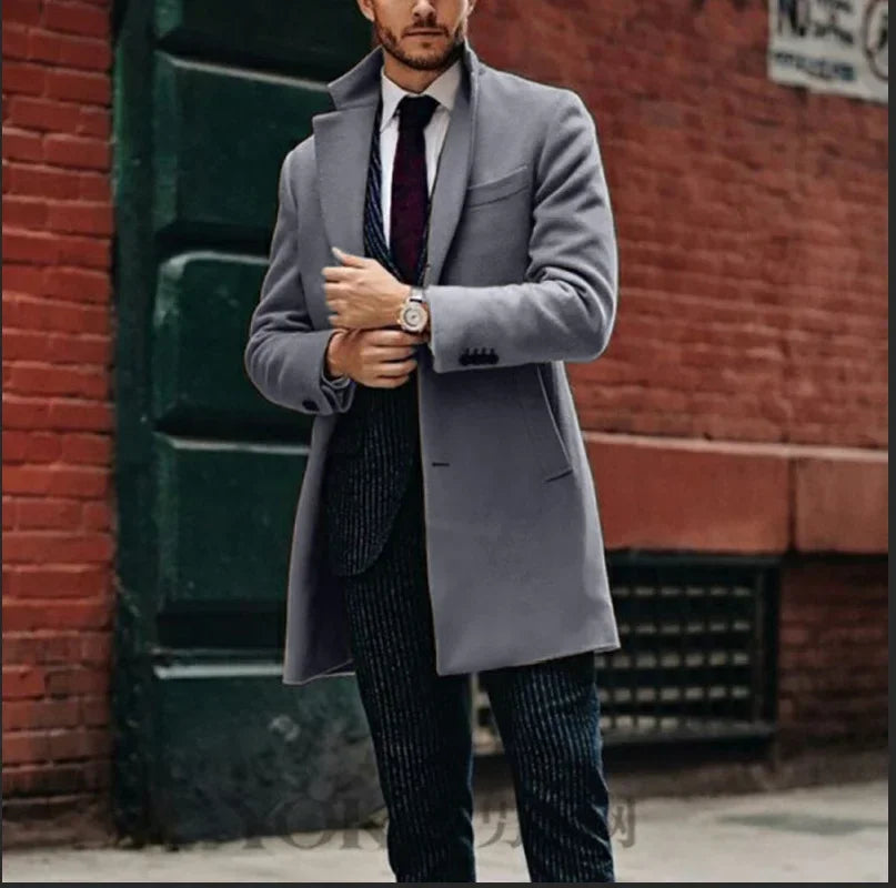 MRMT 2025 Brand New Men's Coat British Mid-Length Men Long-Sleeve Woolen Coat Casual Business Man Windbreak Woolen Coats Outwear
