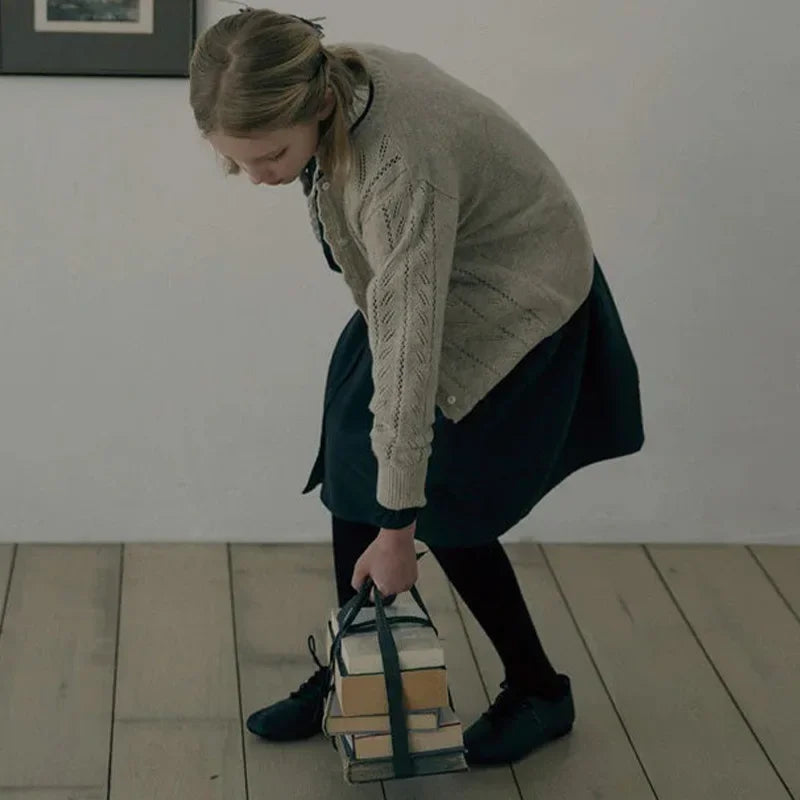 Girls Dresses 2025 Autumn Winter 100% Cotton Corduroy Black High-end Embroidered Dress Cardigan Woolen Sweater Kids's Clothing