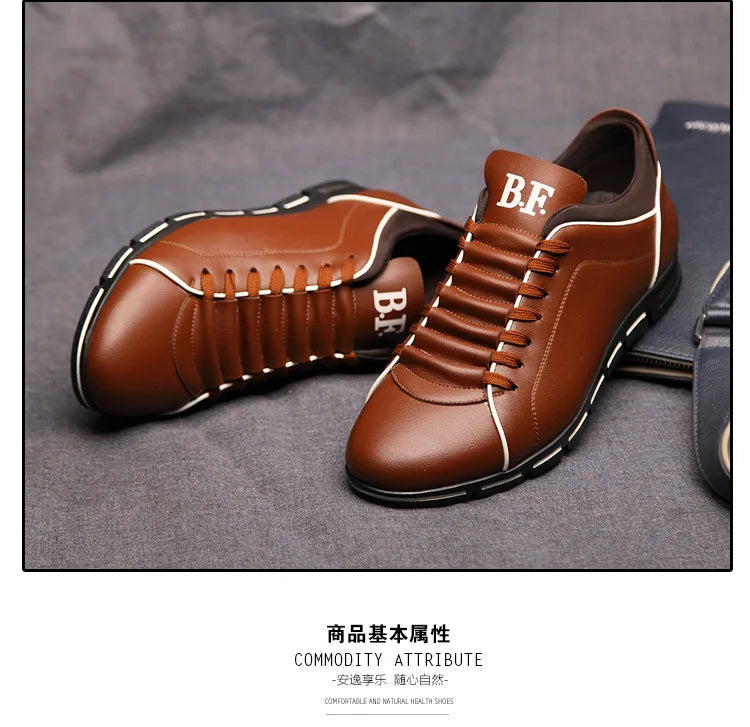 Men Shoes Casual Sneakers Spring Autumn New  Fashion Solid Leather Shoes Formal Business Sport Flat Round Toe Light Breathable