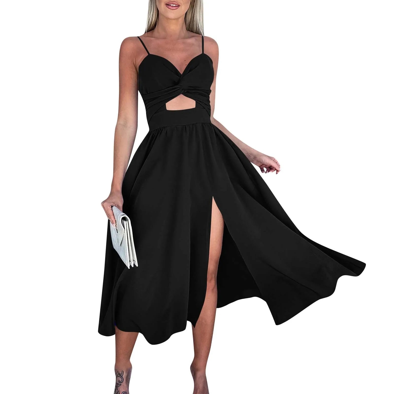 dresses for women trend sexy party dresses V-Neck Big Swing Slimming Backless Sleeveless long Dress Suspenders Hollow vestidos