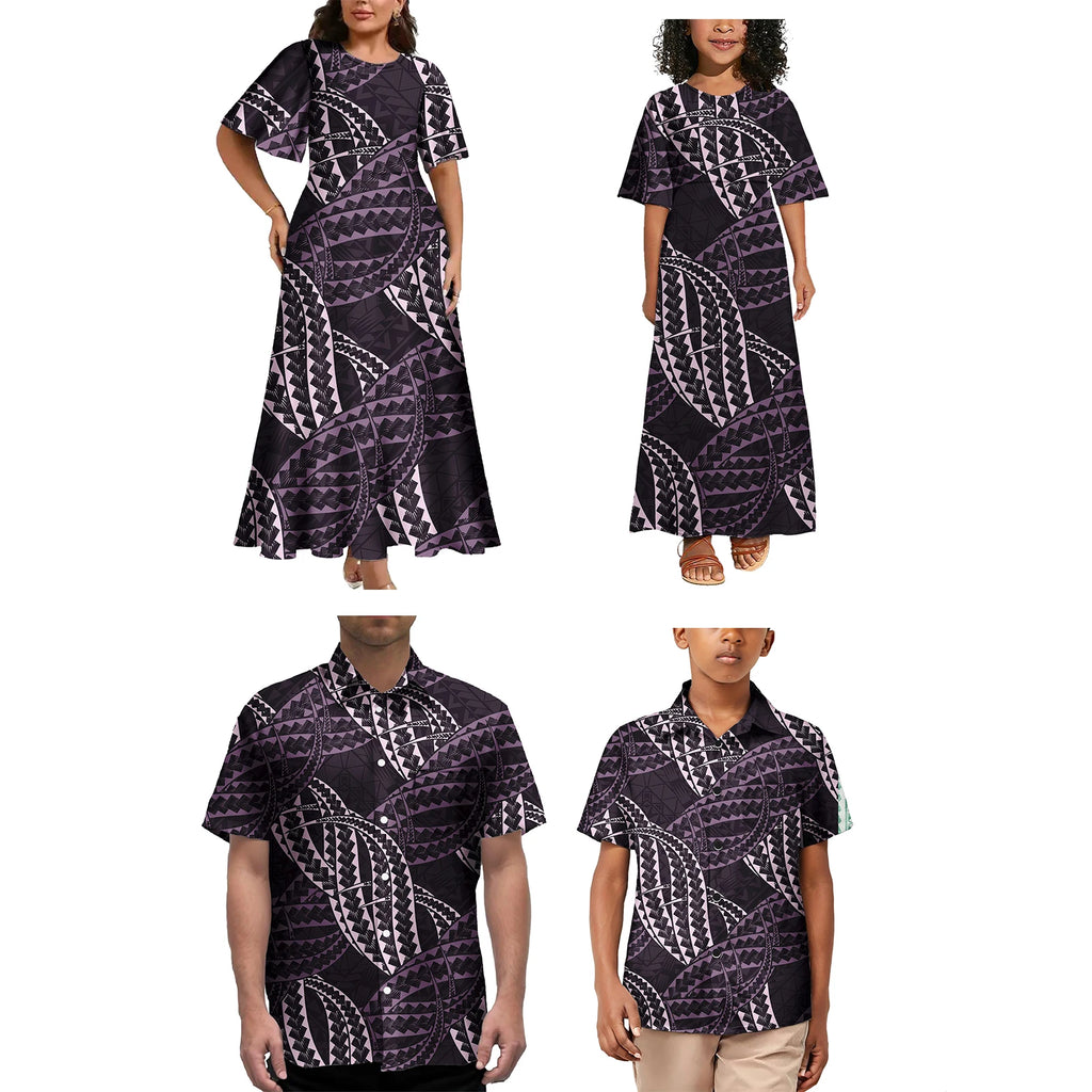 Girls' Clothing Sets Polynesian Tribal Samoan Tattoo Family Clothing Outfits Boys Clothing Sets