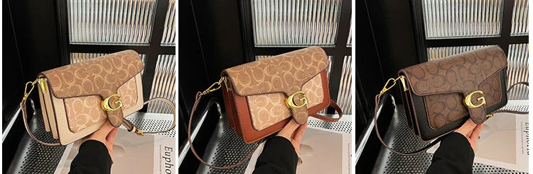 Women Bags Elegant Underarm Bag Letter Print Single Shoulder Crossbody Bag PU Leather Small Messenger Bag Flip Women's Handbags