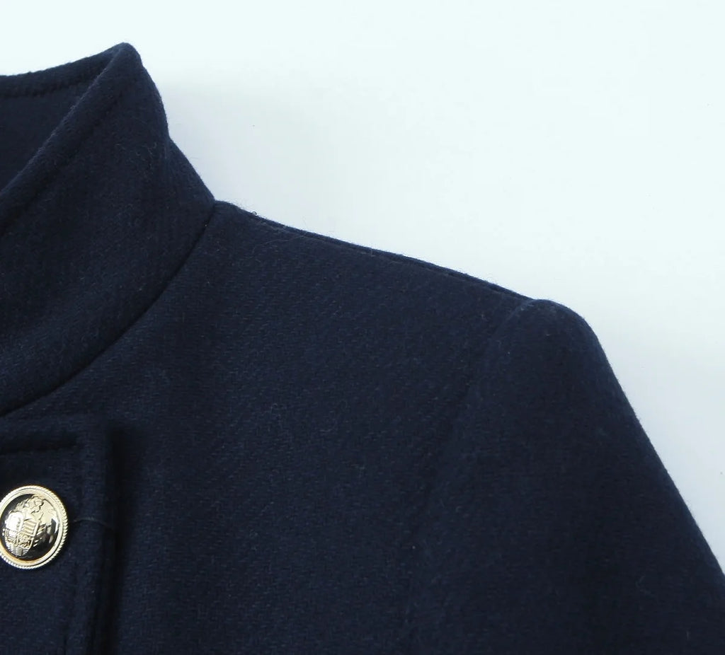 Woolen Coat Fall Fashion Black Long Coat Elegant And Pretty Women's Coats American Retro Autumn Outerwear Urban Coats