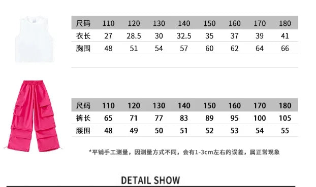 Girls Cargo Pants 5-14 Years Spring Fashion Children Loose Trousers Autumn Kids New Style Wide-leg Pants Girl Casual Clothing