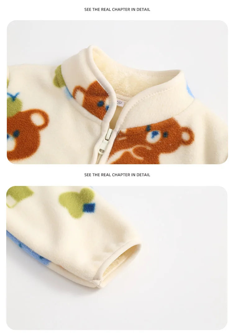 Girls Coats 1 to 8 Years Winter Children Clothes Double-Faced Heart Print Jackets Boys Plush Fleece Warm Outerwear Baby Clothing