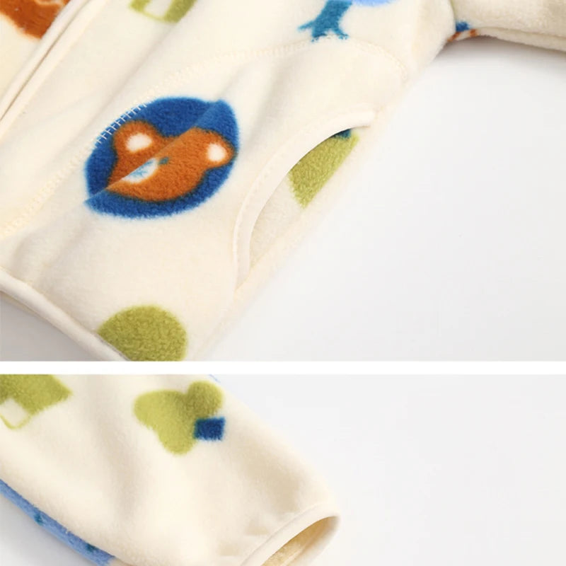 Girls Coats 1 to 8 Years Winter Children Clothes Double-Faced Heart Print Jackets Boys Plush Fleece Warm Outerwear Baby Clothing