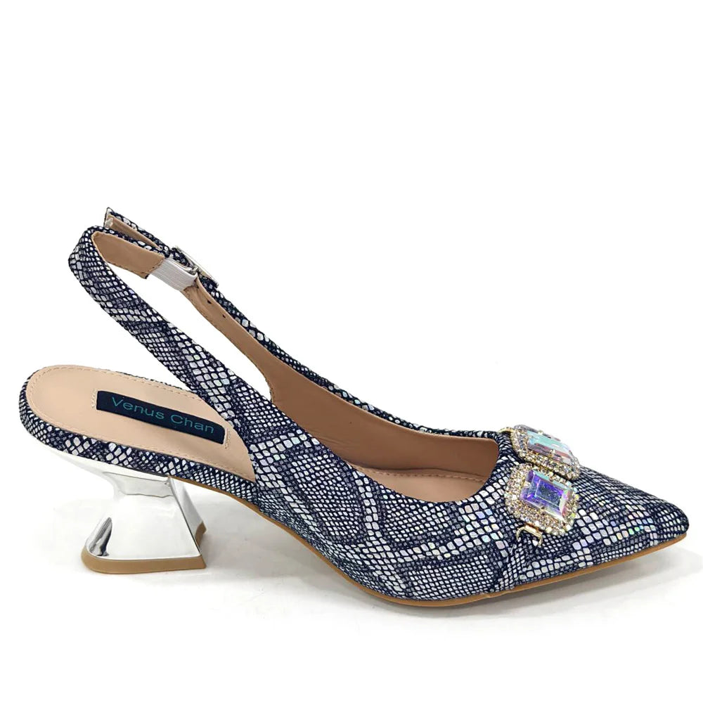 2024 Rhinestone Pointed-Toe High Heels Shoes and Bags Set for Women Wedding and Party Elegant Luxury Fashion in Wine Color