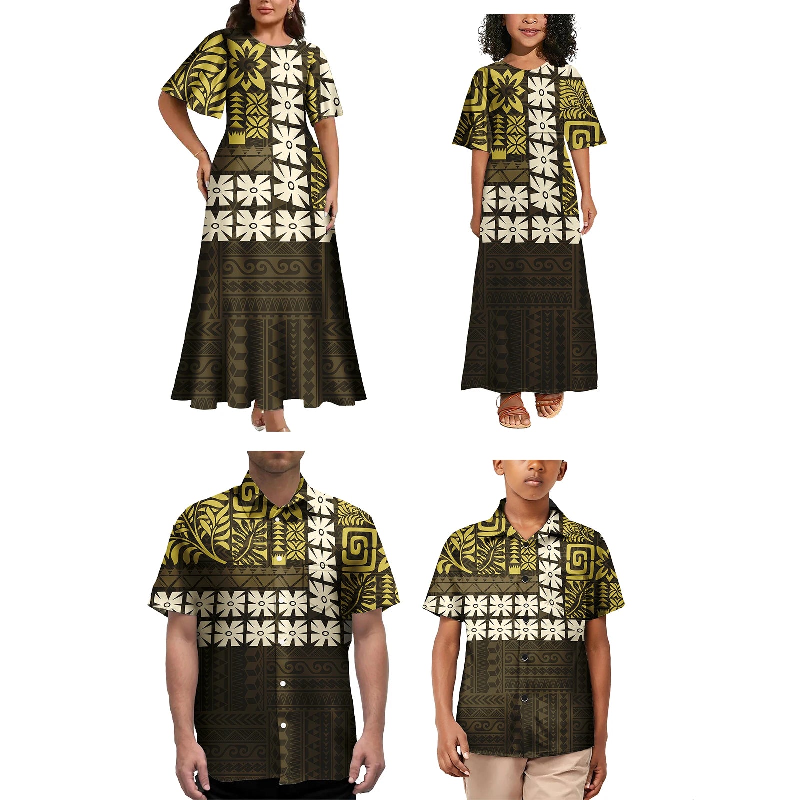 Girls' Clothing Sets Polynesian Tribal Samoan Tattoo Family Clothing Outfits Boys Clothing Sets