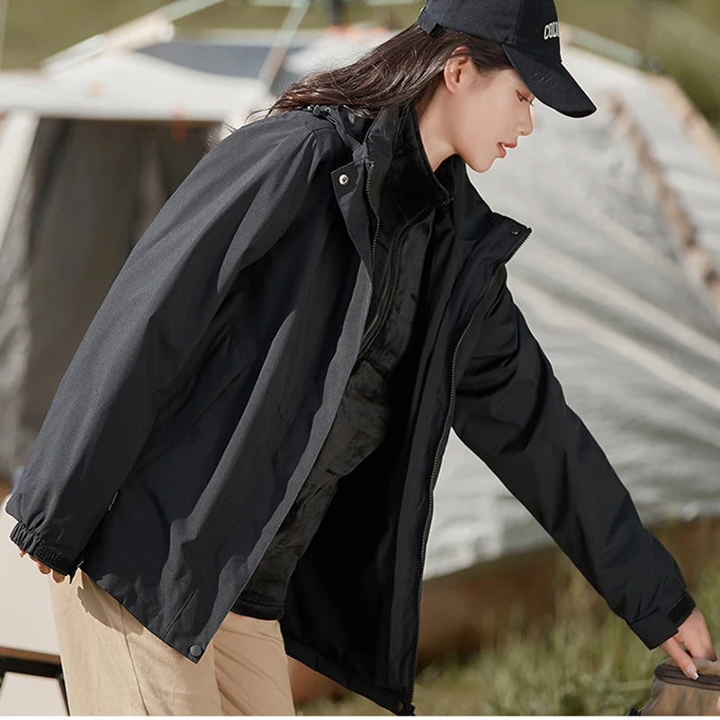 Waterproof Hiking Jackets Women Windbreakers Down Jacket for Women   New Three-in-one Mountaineering Coats Clothes