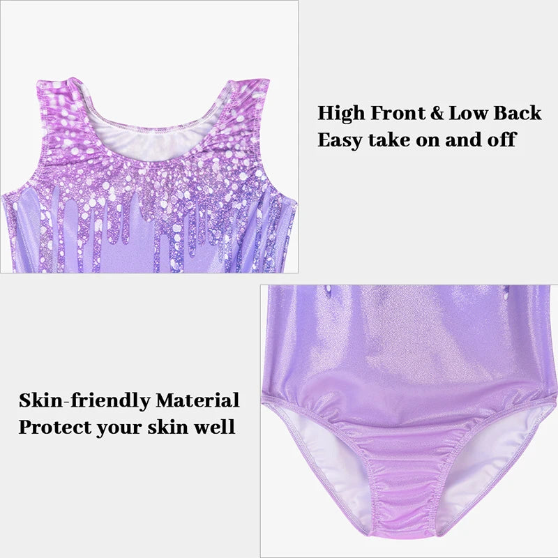 Girls  Vest  Gymnastics Leotard Sparkle 4 Piece Dance Unitard for Kids Toddler Athletic Tumbling Outfits