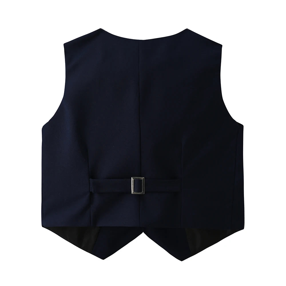 Kids Uniform for Boys Girls Vest 4 PCS Long Sleeve Autumn Back to School Clothing Set Teenage Preppy Style Daily Fashion Dress