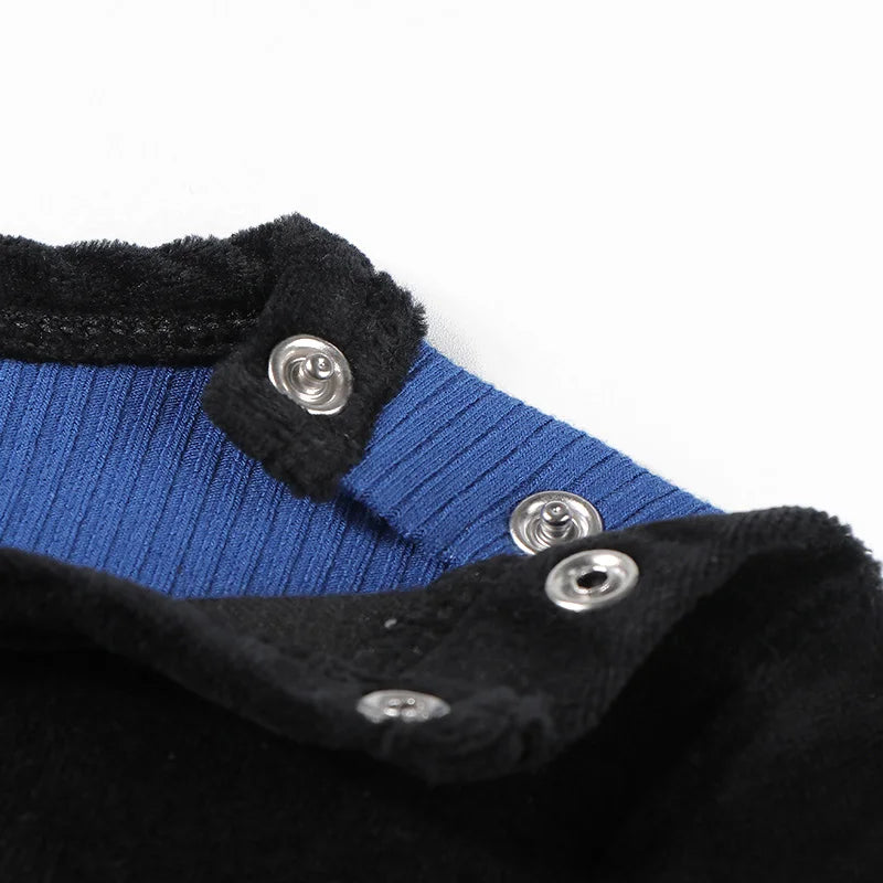 Boys pajama set blue black top and pants kids clothes for boy and girl clothing round neck winter season front velour back rib