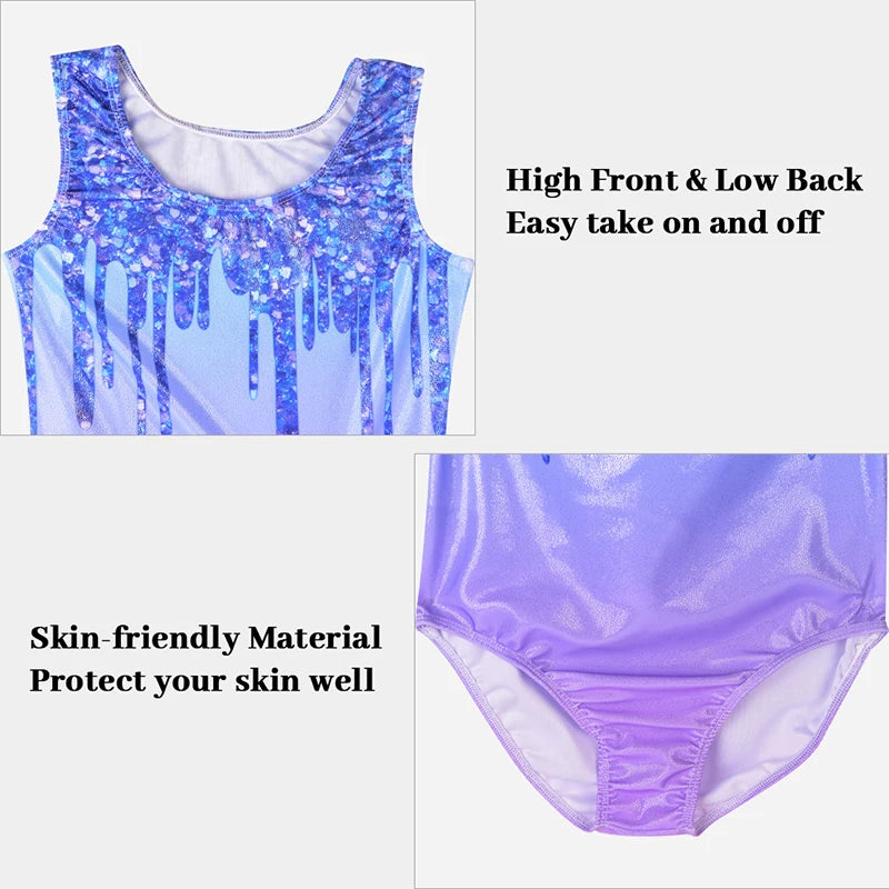 Girls  Vest  Gymnastics Leotard Sparkle 4 Piece Dance Unitard for Kids Toddler Athletic Tumbling Outfits