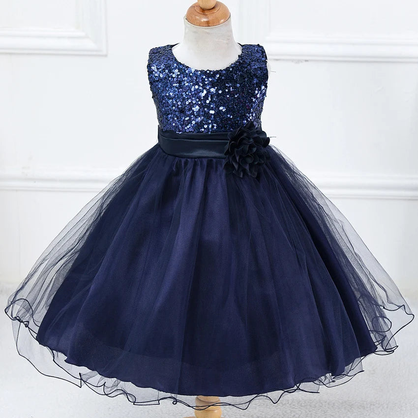 2-14yrs Teenage Clothing Christmas Girl Dress Summer Princess Wedding Party dress sequins Sleeveless New Year For Girls Clothes