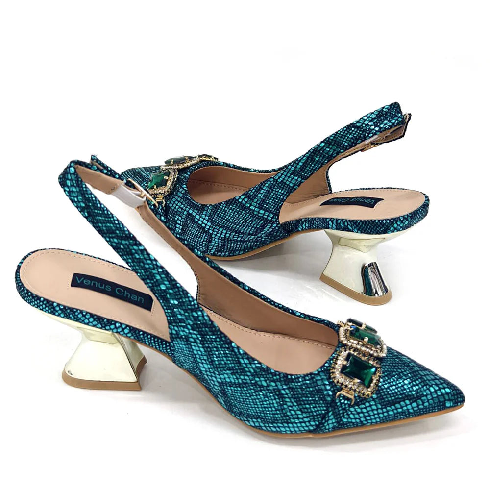 2024 Rhinestone Pointed-Toe High Heels Shoes and Bags Set for Women Wedding and Party Elegant Luxury Fashion in Wine Color