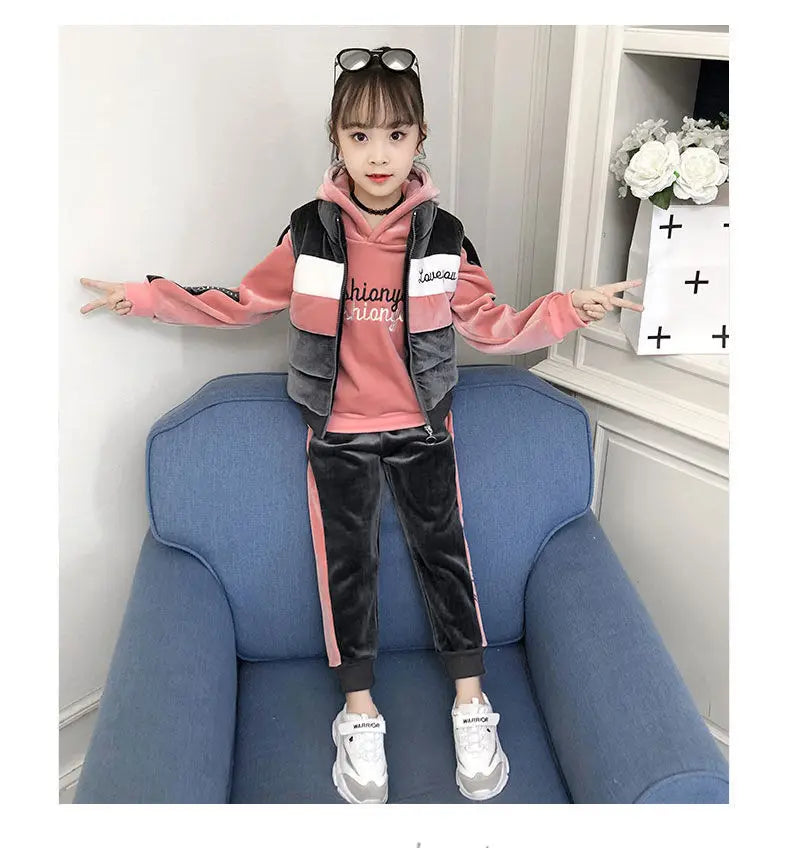 Girls Clothes Set Winter Jacket + Trousers Pants 3 PCS Children Clothing for Girl Teen Kids Girls Clothes 2 4 6 8 10 11 12 Years