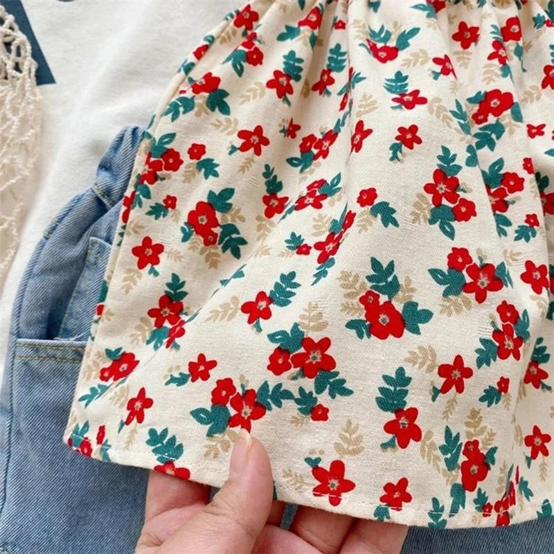 Girls Outfit Sets Summer Kids Casual Clothing For Girls Fragmented Suspender Skirt+Shorts Children's Baby Girl Clothing