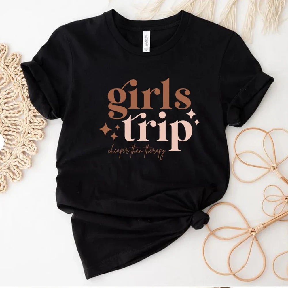 Girls Trip T Shirt Trendy Girl Gang Self Care T-Shirt Girls Weekend Shirts Sister Tee Female Vacation Fashion Summer Casual Tops