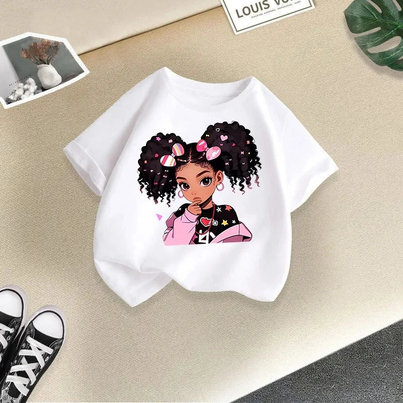Children's Clothing,short Sleeves for Girls,2025 Summer New Girls' T-shirts,pure Cotton Fashionable Printed Children's Top Trend
