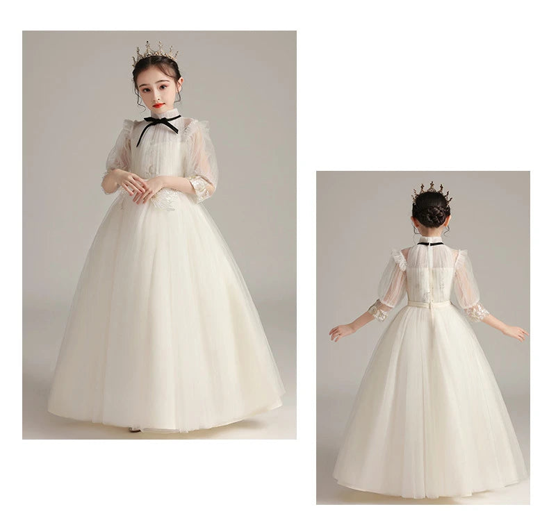 Children Clothing Green Dress for Girls 3 To 14 Year Elegant Formal Evening Dresses Long Luxury Cute Kid Wedding Party Ball Gown