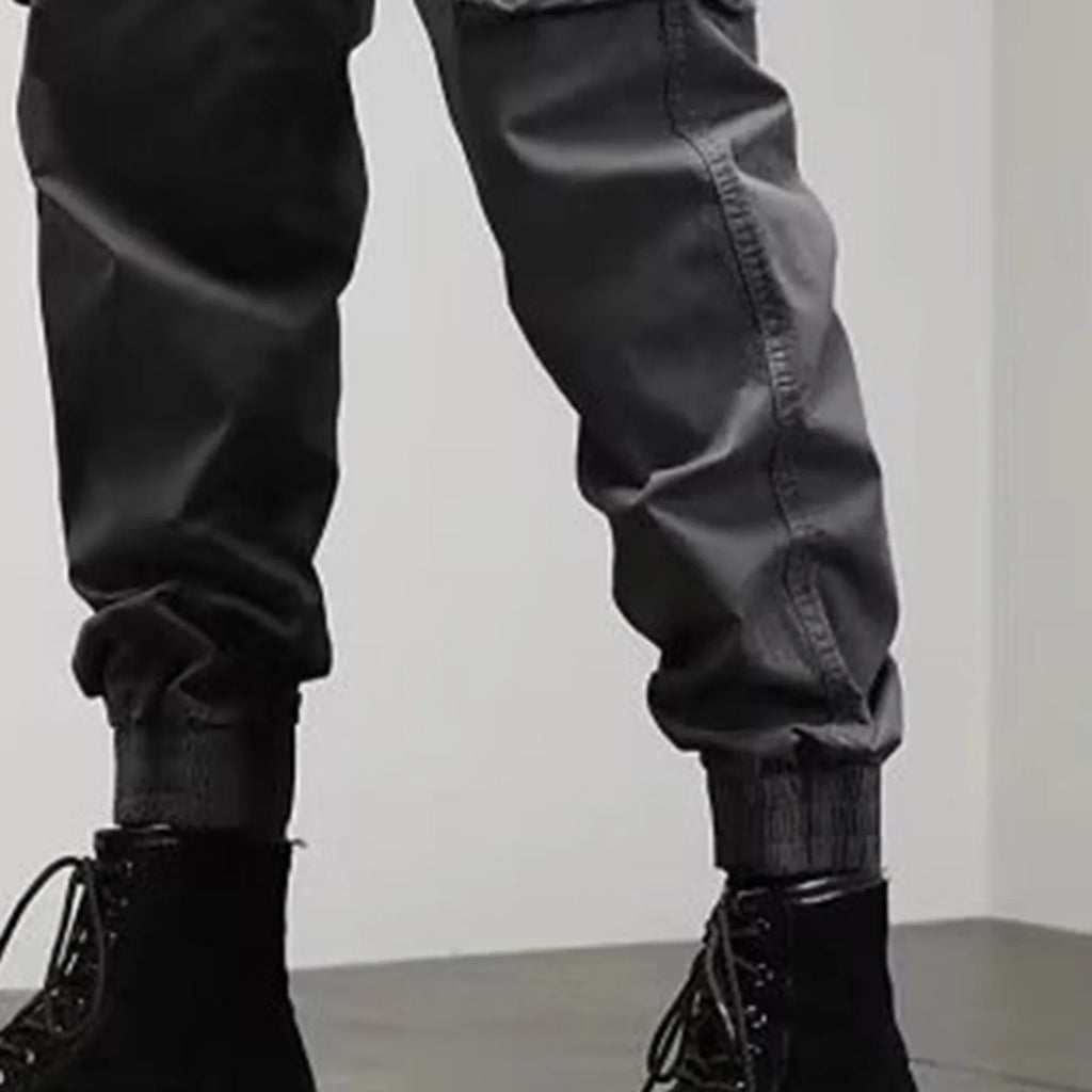 Cargo Pants for Mens Elastic Casual Trousers Zipper Multi-Pocket Joggers