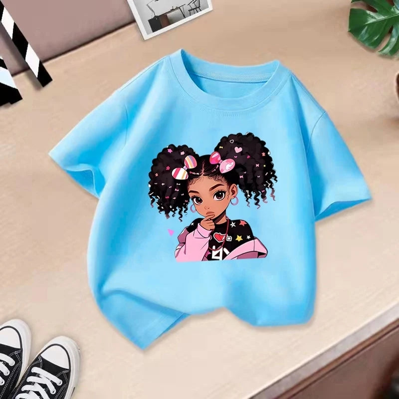 Children's Clothing,short Sleeves for Girls,2025 Summer New Girls' T-shirts,pure Cotton Fashionable Printed Children's Top Trend