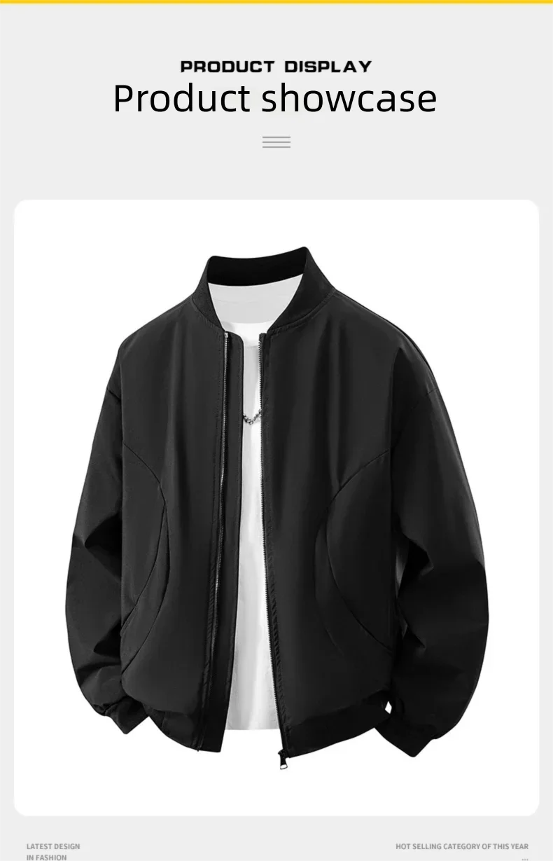 Men's Bomber Jacket Fashion Stylish Lightweight Windbreaker Spring Fall Casual Jackets for Men Outdoor Mens Coats