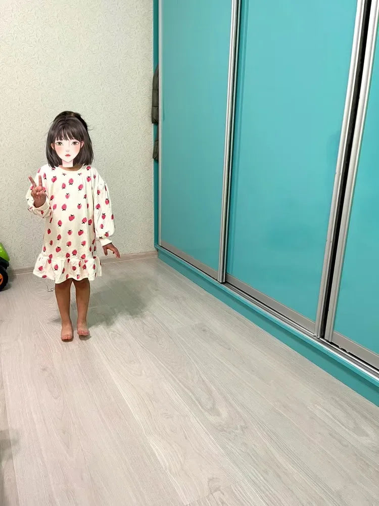 Girls Dress Autumn Spring New Girls' Splicing Pleated Dress Polka Dot Printed Baby Kids Casual Clothing