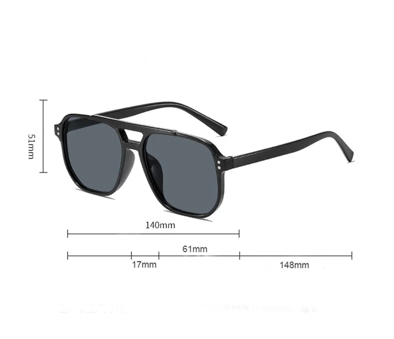 Vintage Men Women Big Sunglasses Men Square Shades Brand Designer Unisex Sun Glasses Black Lense Male Female Sunglasses UV400