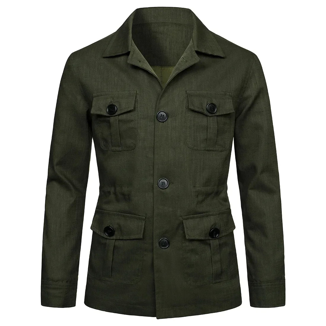 Mens Coats Safari Jacket Linen British Retro Gentry Suit Pockets Outerwear Fashion Solid Color Male Tops