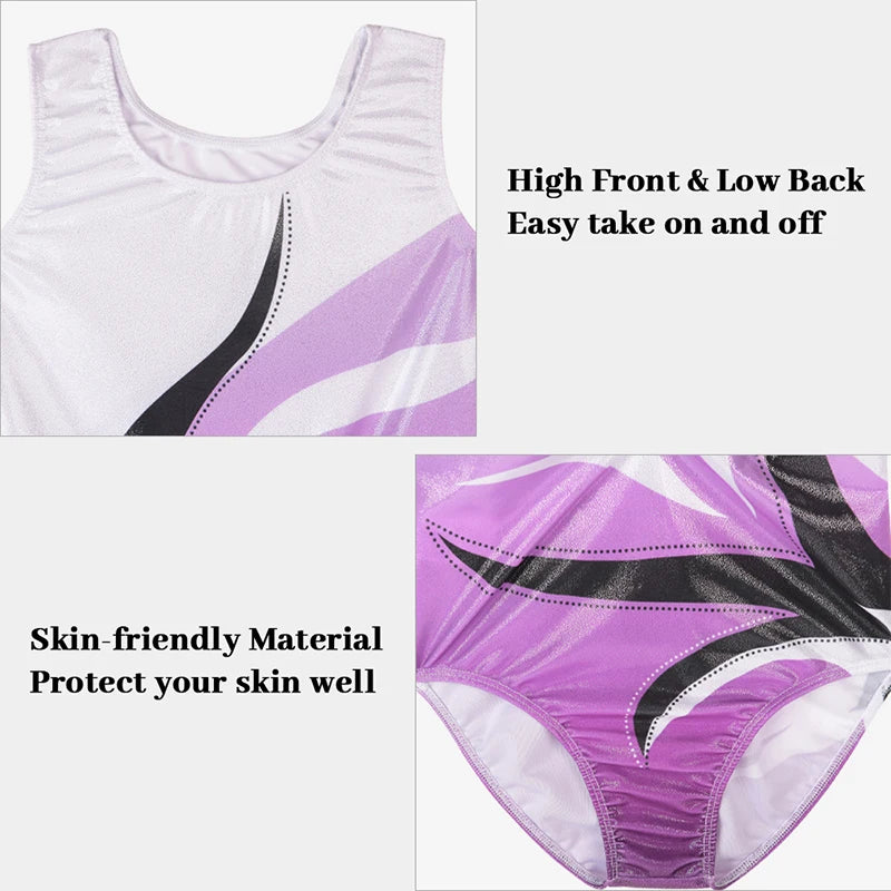 Girls  Vest  Gymnastics Leotard Sparkle 4 Piece Dance Unitard for Kids Toddler Athletic Tumbling Outfits