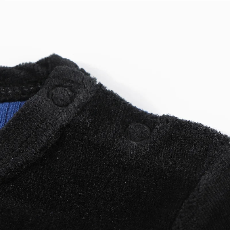 Boys pajama set blue black top and pants kids clothes for boy and girl clothing round neck winter season front velour back rib