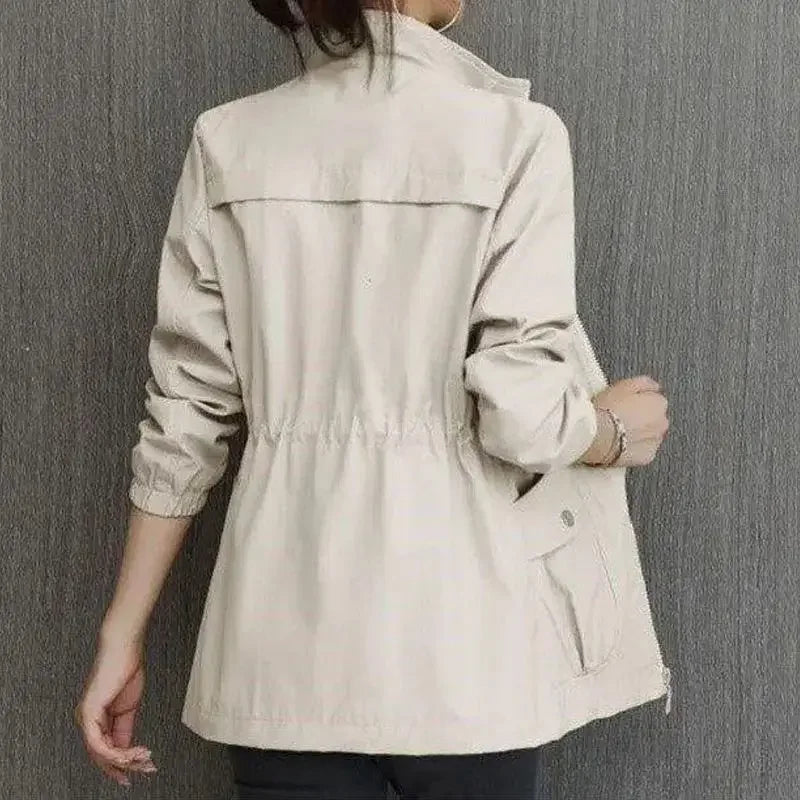Jacket for Women Drawstring Coats Woman Zip-up Solid Color Great Vintage Casual High Quality New Products Sale Fashion 2025