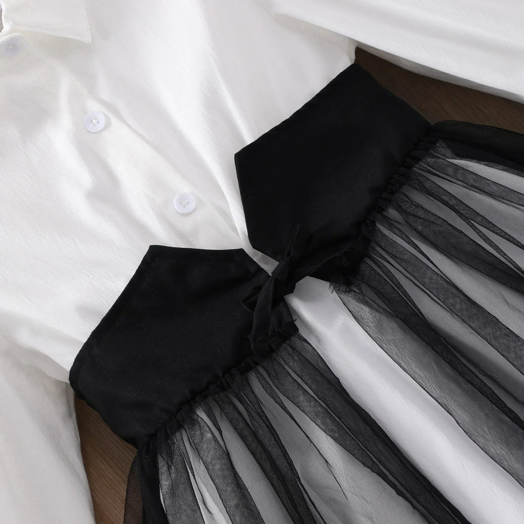 8-12Yrs Girls Clothing Elegant Party Dresses Kids Dress for Girl Long Sleeve Pure White Children Casual Dresses