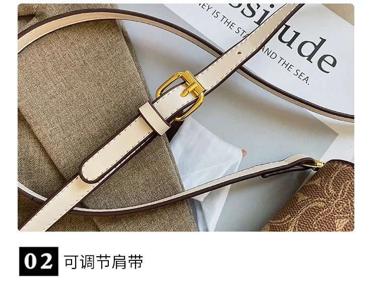 Women Bags Elegant Underarm Bag Letter Print Single Shoulder Crossbody Bag PU Leather Small Messenger Bag Flip Women's Handbags