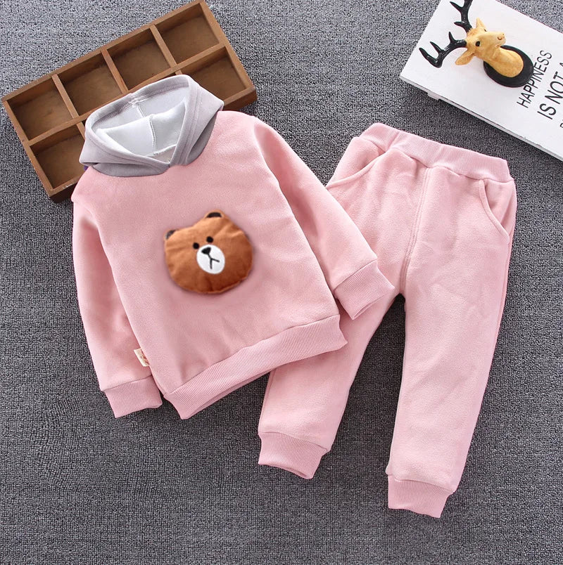 Boys Clothing Sets Children Fashion Cartoon Bear Baby T-shirt Vest Coat And Pants Suit 2pcs Outfits Kids Sport Suit1-4 years